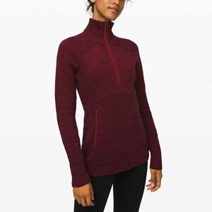 Lululemon Summit Stride Sweater Heathered Deep Rouge Red Quarter Zip‎